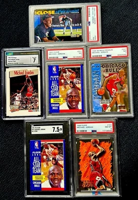 Michael Jordan PSA 8/7  / SGC 7.5 ALL GRADED Six Cards.. 1 Bid..-FREE SHIP - Image 1 of 4