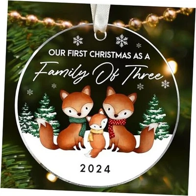 Adornos de Navidad Familiares 2024 - Nuevos Regalos de Mamá y Papá Primera Vez 2024 - Bebé  Foto 1 de 4