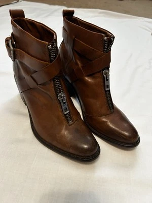 Diesel Mujer Botines 38 Envejecidos, Marrón, Cuero Cremallera 3” Tacón  Foto 1 de 4