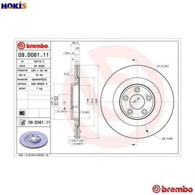 2x BRAKE DISC 09.D061.11 FOR JAGUAR PT204 2.0L 204PT 2.0L 4cyl306DTAJ-V6 3.0L - Image 1 of 4