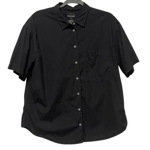 Camisa Top La Garconne & Save Caqui United Algodón Grande Negra Manga Corta Botón - Imagen 1 de 5