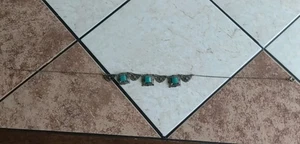 Antique Deco Brass Filigree Green Chrysoprase ( Chalcedony) 16 Inch Necklace  - Picture 1 of 12