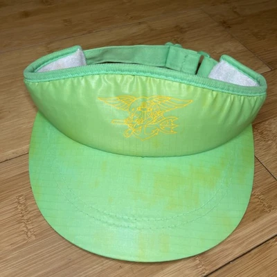 De colección Años 80 90 Seal Team Eagle Crest Tridente Neón Verde Lima Visera Sombrero Militar Usado en Excelente Condición Foto 1 de 4