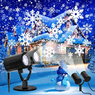 2025 Upgraded Double Head Christmas Snowflake Projector Lights Outdoor, Timing M - Image 1 of 4