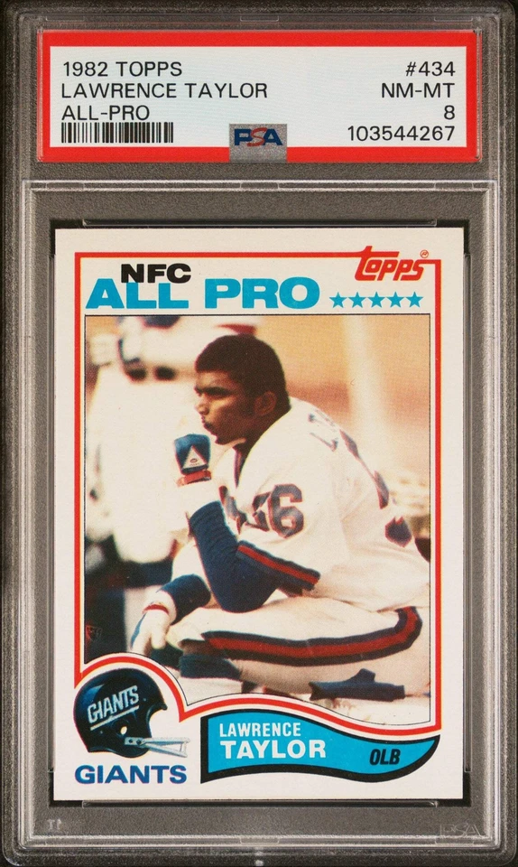 Graded 1982 Topps Lawrence Taylor #434 Rookie RC Football Card PSA 8 Near Mint - Image 1 of 2