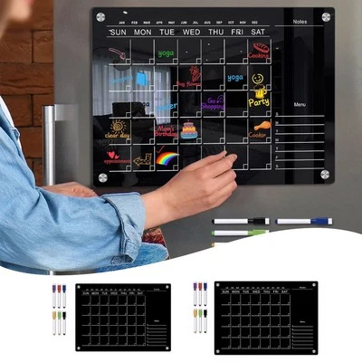 Acrylic Calendar Home Decoration Black Erasable Magnetic Refrigerator Calendar - Image 1 of 4