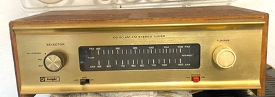 Vintage Knight KG-50 Stereo Tuner with Wooden Case Powers On - Image 1 of 4