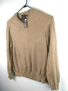 100% Supima Baumwolle Pullover Gr. XL Herren Braun V-Ausschnitt Pulli Langarm Neu mit Etikett - Bild 1 von 9