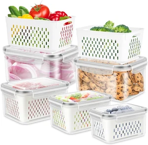 5 Pack Fruit Storage Containers for Fridge, Produce Saver Vegetable Container wi - Picture 1 of 7