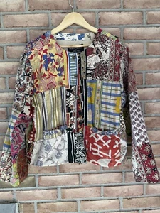 Sacred Threads Stunning Cotton Patch work button up Lined jacket size M/L - Picture 1 of 9