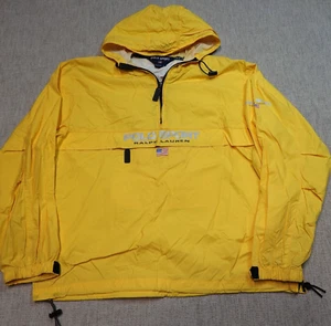 Polo Sport Ralph Lauren Rain Jacket Medium Yellow 1/4 Zip Hooded Windbreaker - Picture 1 of 24