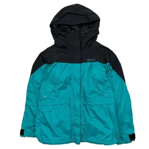 VTG 90s MARMOT GORE-TEX SHELL MOUNTAIN JACKET Turquoise Black SIZE M - Picture 1 of 9
