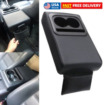 Apoyabrazos Consola Caja Cubierta Soporte Elevador con Asiento Trasero Portavasos Negro EE. UU. Foto 1 de 4