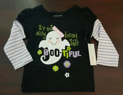 Camisa Camiseta Halloween Niño Niña Fantasma Boo-Tiful Wonderkids Nueva con Etiquetas 12 Meses Foto 1 de 4