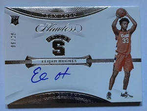 PANINI : ELIJAH HUGHES FLAWLESS COLLEGIATE SILVER TEAM LOGO AUTOGRAPH 06/20 - Picture 1 of 2