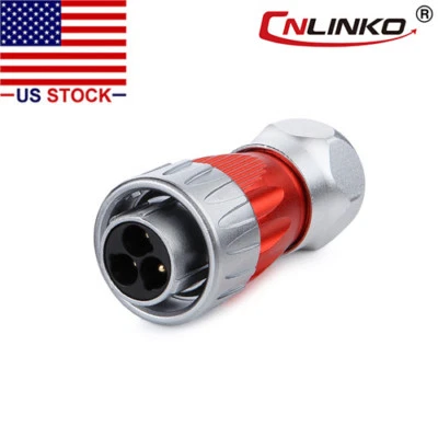 CNLINKO 3 Pin Power Circular Connector Male Plug Outdoor IP67 Heavy Duty M24 - Image 1 of 4