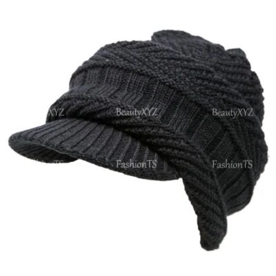 Sombrero de invierno tejido con cable 2 en 1 con máscara calentador de cuello ala gorro forro de piel unisex Foto 1 de 4