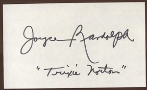 Joyce Randolph Signed Index Card Autographed 1993 Autographed The Honeymooners