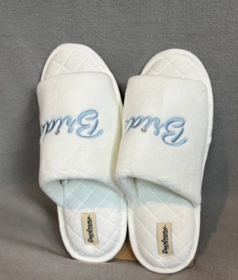 Zapatillas Dearfoams para mujer de espuma viscoelástica "Novia" deslizables blancas XL 11-12 NUEVAS CON ETIQUETAS. Foto 1 de 4