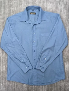 Giorgio Armani Shirt Men 40 Blue Button Down Le Collezioni Woven Preppy Career - Picture 1 of 8