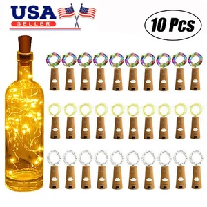 10Pcs Wine Bottle Fairy String Lights 20 LED Battery Cork For Party Wedding DIY - Picture 1 of 16