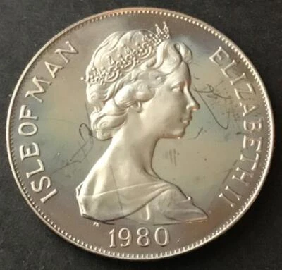 🇮🇲 1980 ISLA DE MAN 1 Corona - Isabel II Reina Madre; Plata BU 🇮🇲 Foto 1 de 2