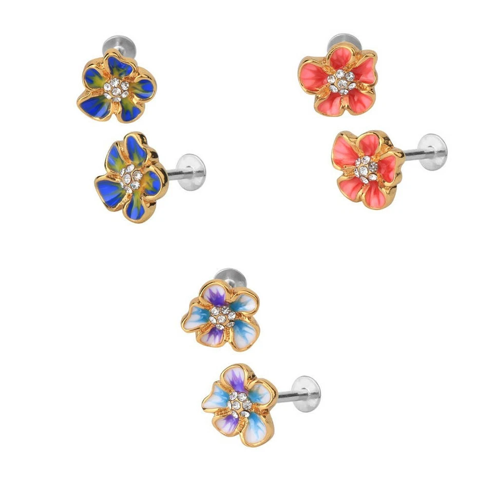 3 - Cinco flores de pétalos oro IP recorte calibre 16 1/4 pulgadas barra labio L232 Foto 1 de 1