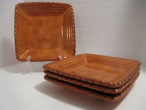Artimino Tuscan Countryside Terracotta Square Salad Plates Set of 4 UNUSED - Picture 1 of 5