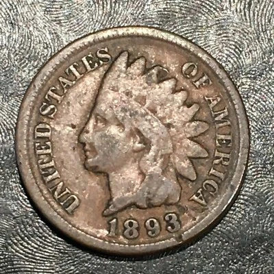 Centavo indio 1893 - escaneos de alta calidad #J665 Foto 1 de 2