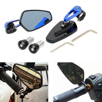 2Pcs Motorcycle Aluminum 22mm Bar End Side Rearview Handlebar Rear View Mirror Foto 1 de 4