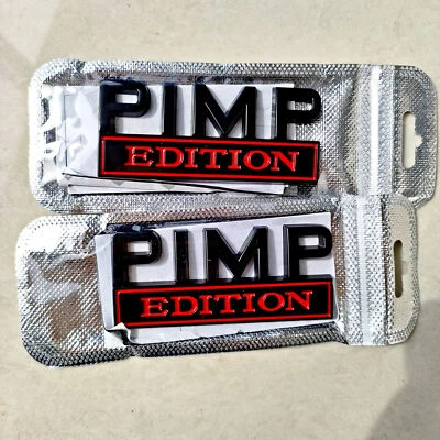 2PCS PIMP EDITION Emblem Badges Sticker For Chevy Ford Car Truck Black+Red - Изображение 1 из 4