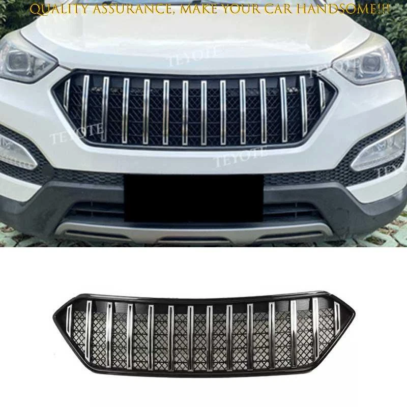 Parachoques delantero cromado negro rejilla de malla central 1 pieza para Hyundai Santa Fe 2013-2016 Foto 1 de 1
