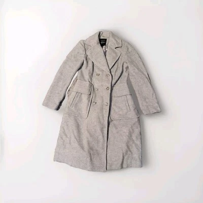 Abrigo Ivanka Trump Gris Mezcla Lana Línea A Doble Pecho Abrigo Chaqueta Talla 10 Gris Foto 1 de 4