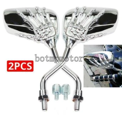 Chrome Skeleton Hand Rearview Side Mirrors for Yamaha V Star 650 XVS650A Classic - Image 1 of 4