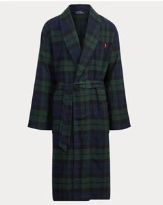 Polo Ralph Lauren Flannel Robe Blackwatch Plaid Red Pony Mens S/M NWT - Picture 1 of 8