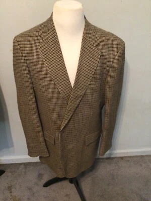 Abrigo Blazer Deportivo Robert Stock Mezcla Lana Seda Marrón Tostado Verde Cuadros Talla 46L Foto 1 de 4