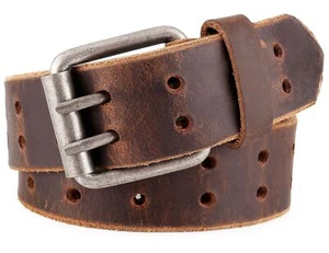 Leather Work Belt Heavy Duty Double Prong Genuine full grain Leather Belts fo... - Picture 1 of 7