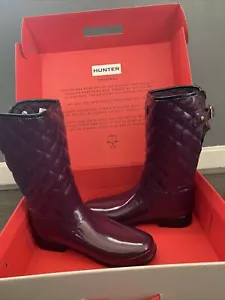 ladies hunter boots size 8 Refined Gloss Quilt Short Brand New With Canvas Bag - Picture 1 of 11