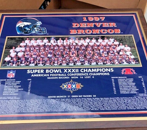 1997 DENVER BRONCOS PLAQUE FOOTBALL NFL super bowl champs Cover
