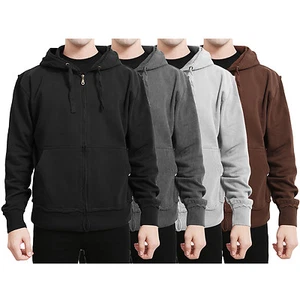 NE PEOPLE Hombres Sólido Peso Ligero Manga Larga Básico Cremallera Sudadera con Capucha Chaqueta NEMJ20 - Imagen 1 de 9