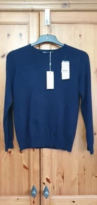 Woolovers Cashmere Merino Crew Neck Jumper, Navy, Size S, BNWT - Picture 1 of 12