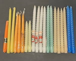 Vintage Taper Candle Lot Various Colors & Sizes, Spiral Lot Of 20 - Picture 1 of 12