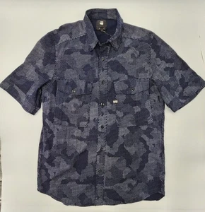 GSTAR RAW TYPE C STRAIGHT LONG ULTRA LIGHT DIAMOND DENIM DARK SARU BLUE SHIRT - Picture 1 of 24