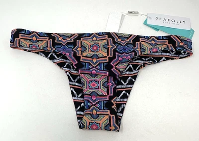 SEAFOLLY Sun Temple Brazilian Bikini Bottom USA Size 6 Multicolor Reversible NWT - Image 1 of 4