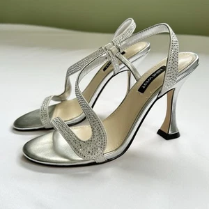 Nine West WNIMMAL5 Formal Dress Silver Stiletto Heels Women's Size 6.5 M - Picture 1 of 18