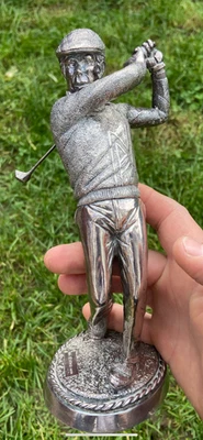 Estatua de golfista de plata de ley 925 de 8,5 pulgadas Foto 1 de 4
