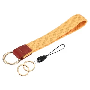 6.8" Keychain Wristlet, Key Chain Bracelet with Double Rings Orange Yellow - Picture 1 of 5