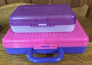 Vintage Spacemaker Federmäppchen & Etui mit Griff ~ rosa mit lila Griff ~ 90er ~ EU - Bild 1 von 17
