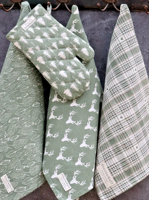 Krasilnikoff Geschirrtuch Hirschmotiv Baumwolle Küchentuch Weihnachten Landhaus - Bild 1 von 4