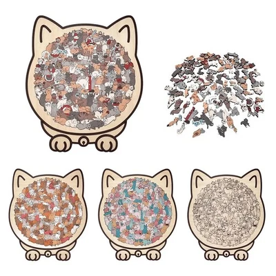 135-teiliges Morandi Katzenpuzzle mit Holzrahmen - Einzigartiges Katzendesign - Bild 1 von 4